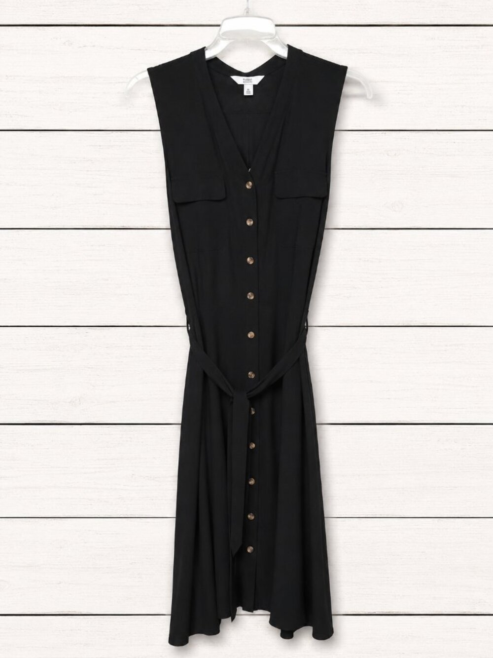 Croft & Barrow Black Sleeveless Button Front Maxi Dress Belted XL